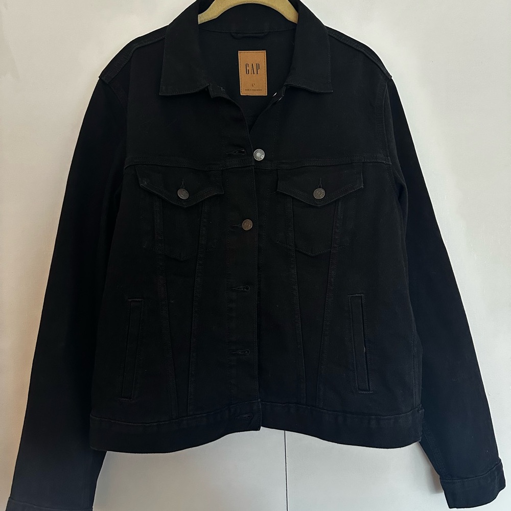 GAP Women's Black Icon Denim Jacket Sz L Tall